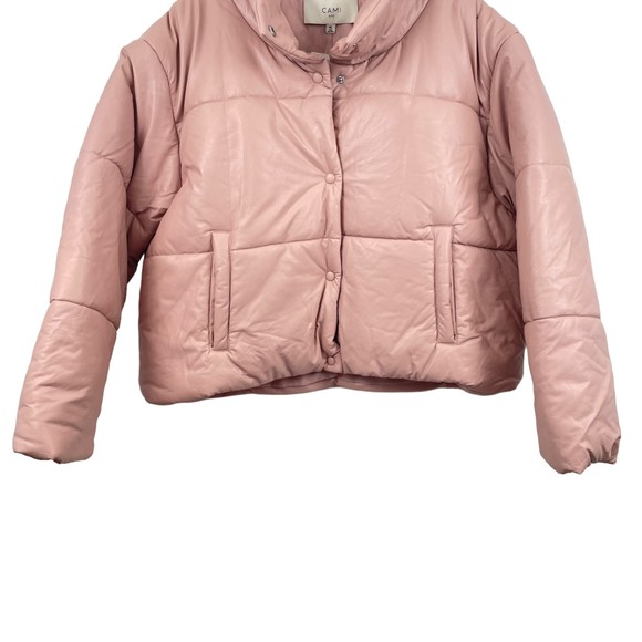 24.NWT Cami NYC Cecilia Vegan Leather Puffer  Pink XL Polyurethane Faux Leather - Picture 4 of 12